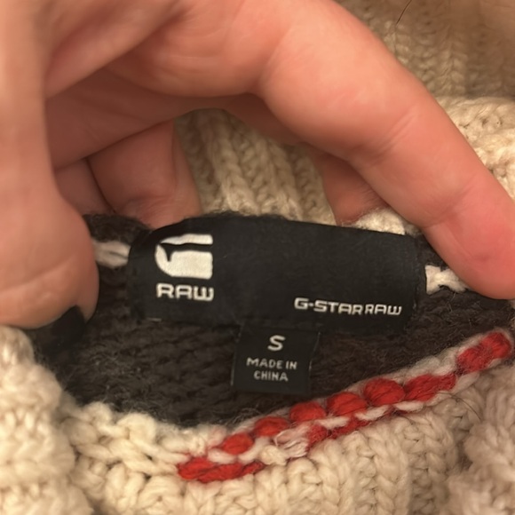 🧶🐑G-Star Raw Wool Knit Thick Colorblock Cowl Neck Sweater - Picture 13 of 13